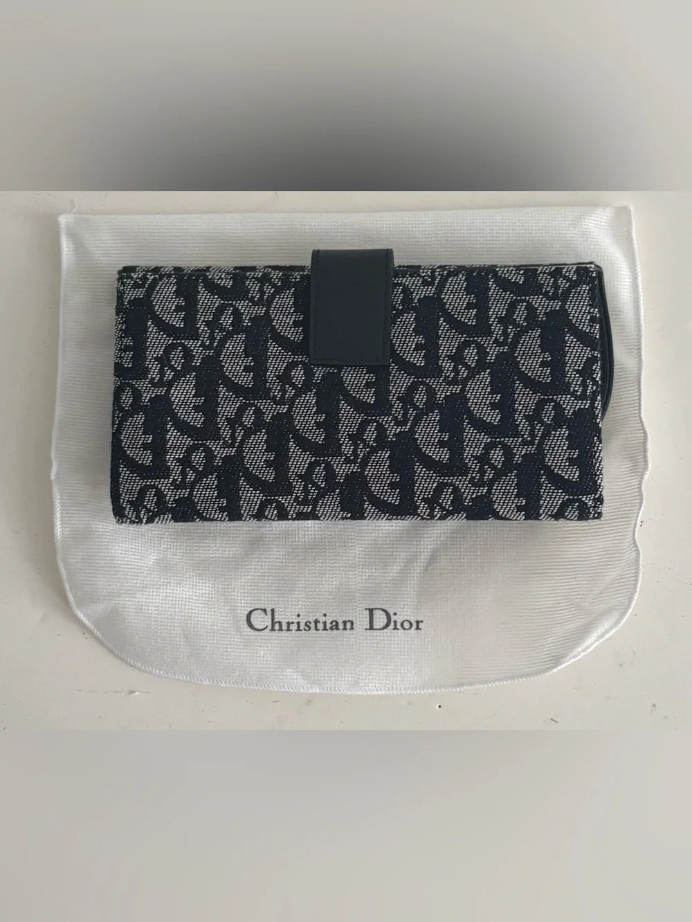 Authentic Vintage Christian Dior Oblique Saddle Flap Long Trifold Wallet